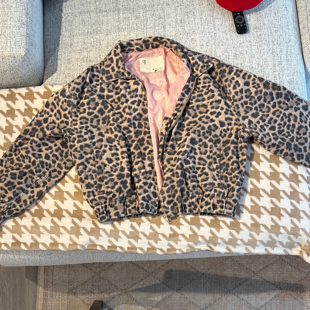 Pilcro Animal Print Jacket with Soft Pink Interior